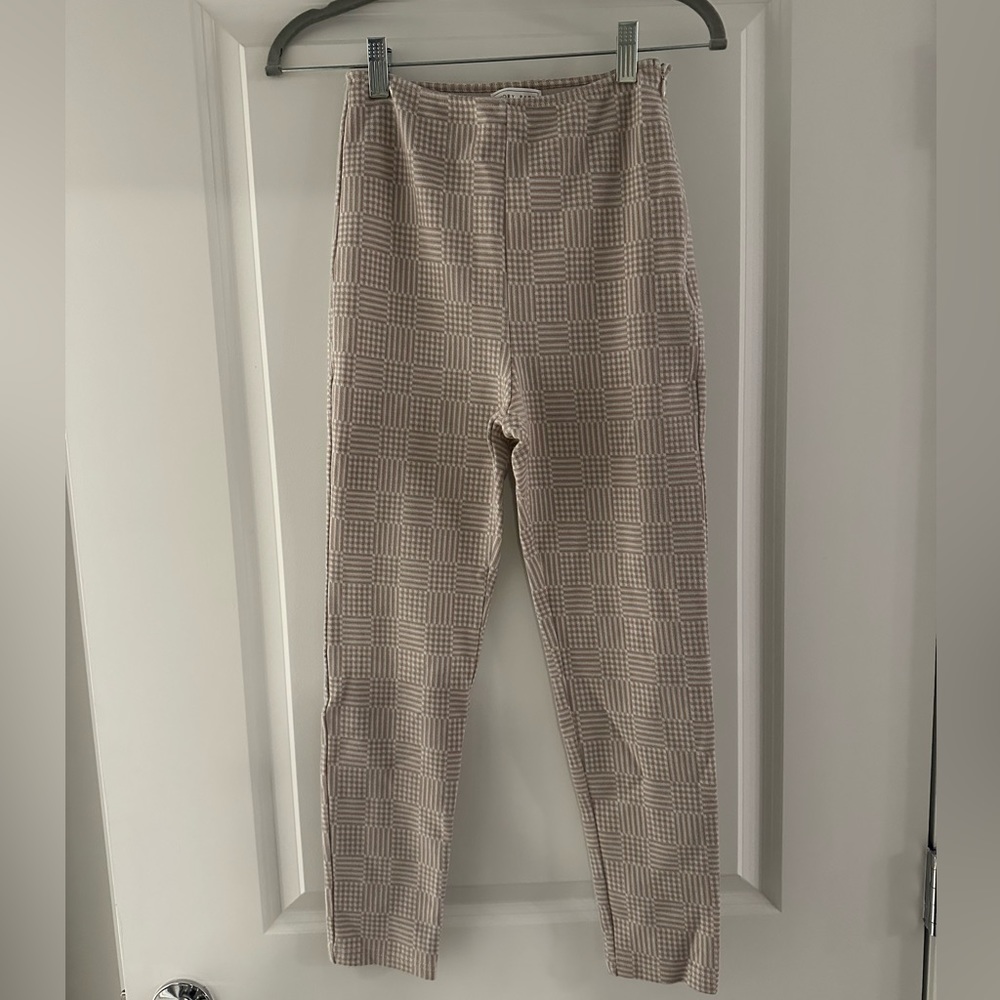 Fitted knit checkered pants